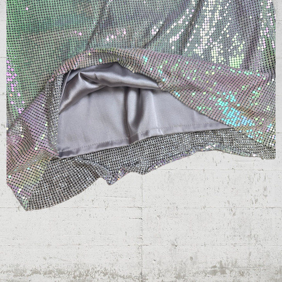 House of Harlow Iridescent Rhinestone Drape Retro Disco Mini Dress Size Small - Picture 4 of 8